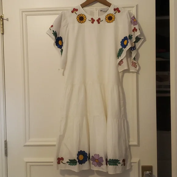 green emerald velvet dress Stella McCartney Girls Chambray Jewelled Dress in Blue 14 Yrs main image 0